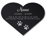 Acryl Tier Grabschmuck in Herzform Schwarz Hochglanz mit Textgravur