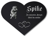 Acrylglas Tier Grabschmuck als Herz Schwarz Hochglanz mit Foto Lasergravur für Hunde