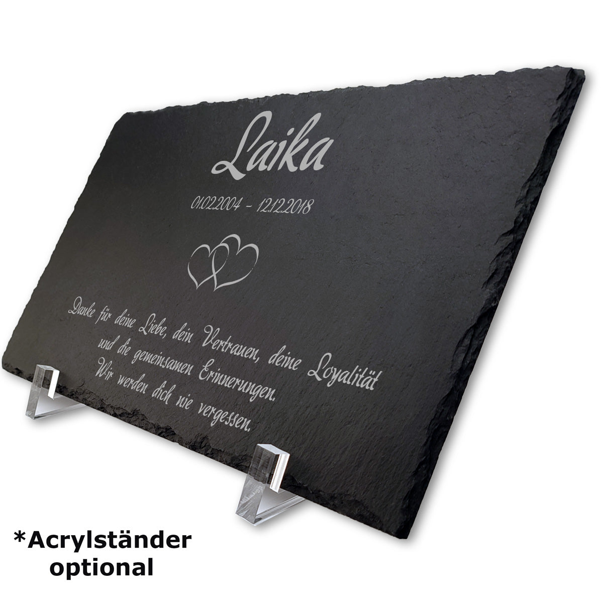 Personalisierter Schiefer Tiergrabstein 30x20cm - Text Lasergravur